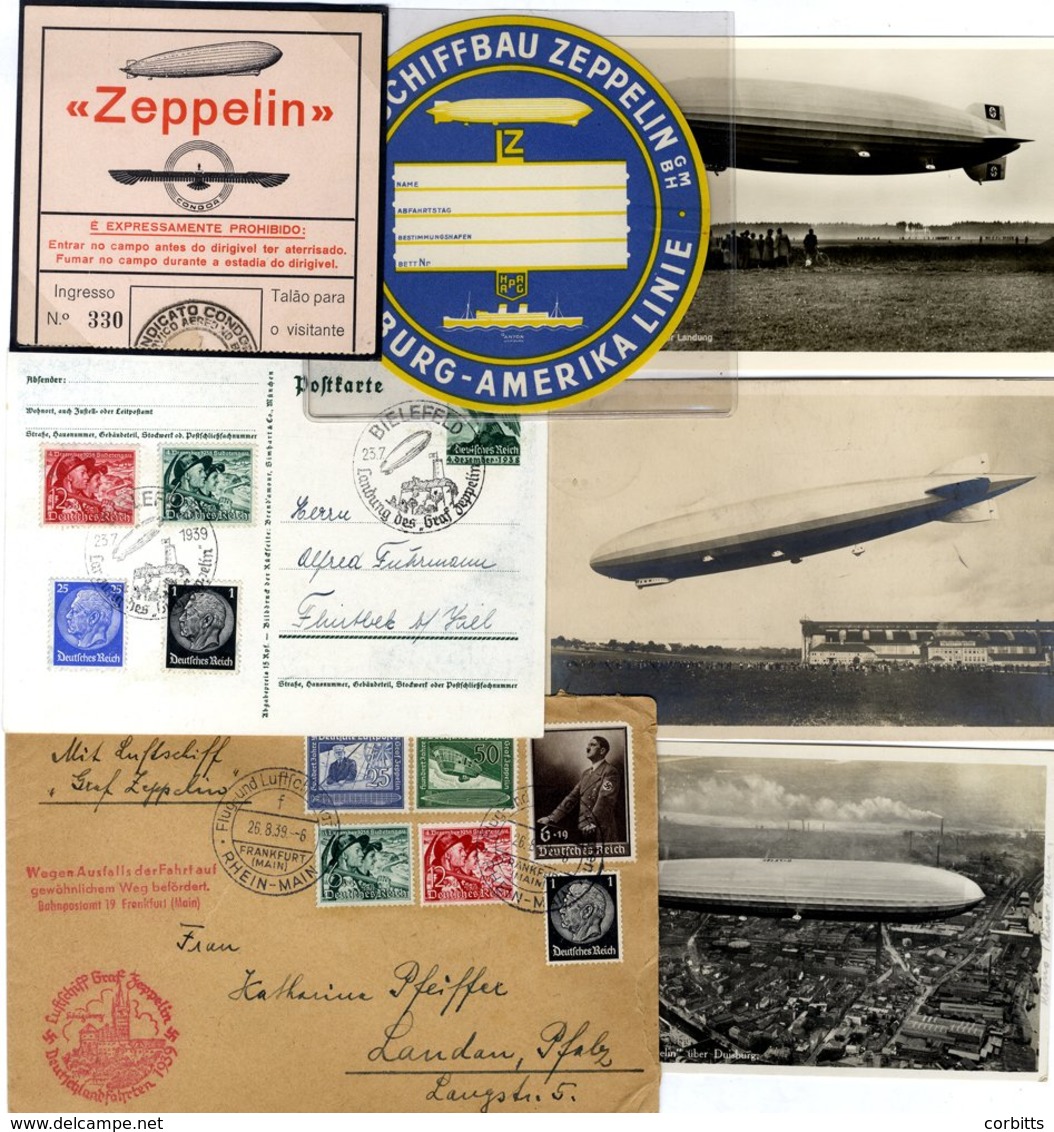 1937-39 Balance Of Collection Comprising Various Later Flight Cards, Zeppelin PPC's & Ephemera Such As Luggage Label, Vi - Autres & Non Classés