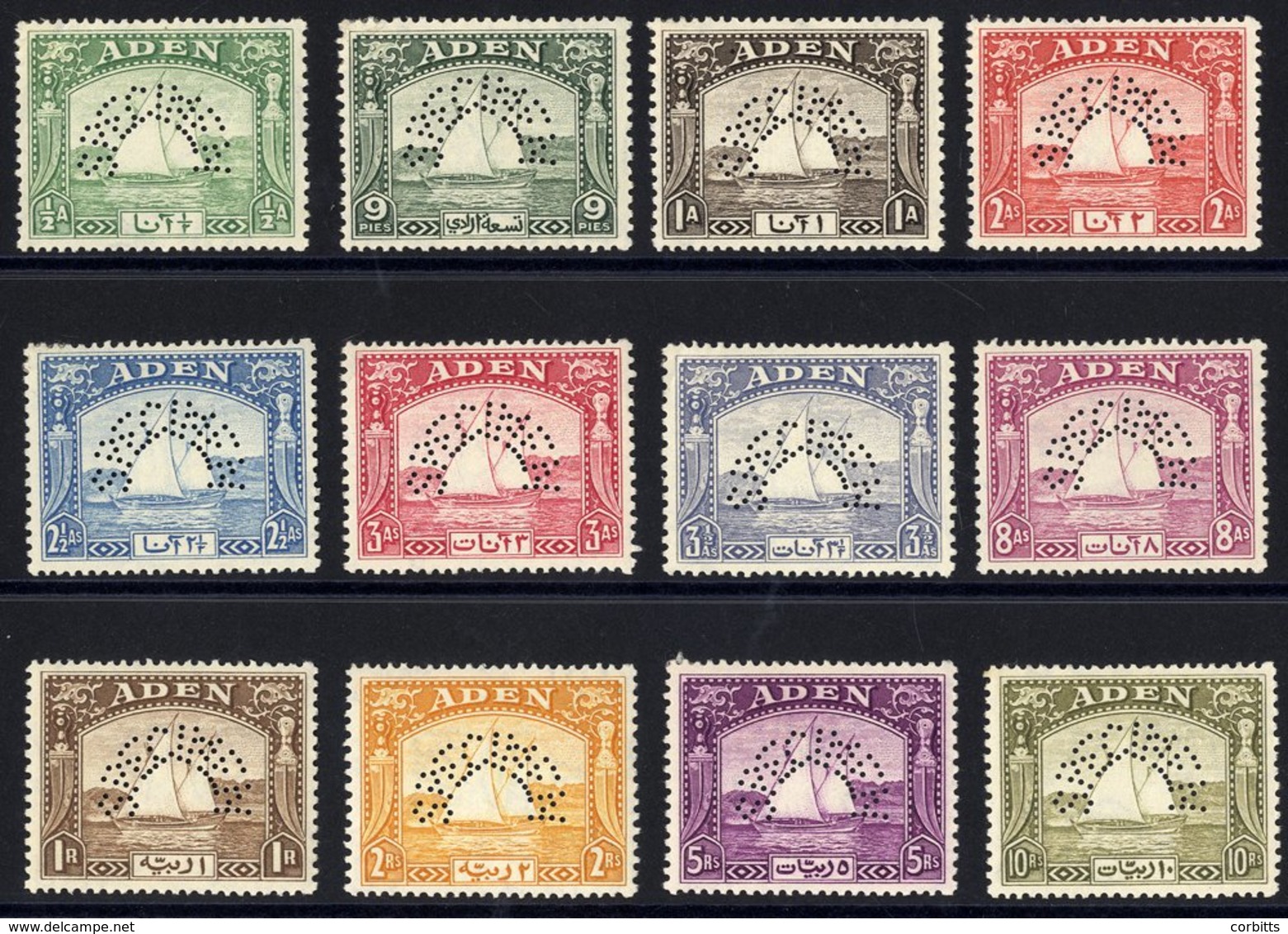 1937 Dhow Set, Perf SPECIMEN, Fine M, SG.1s/12s. (12) Cat. £800 - Other & Unclassified