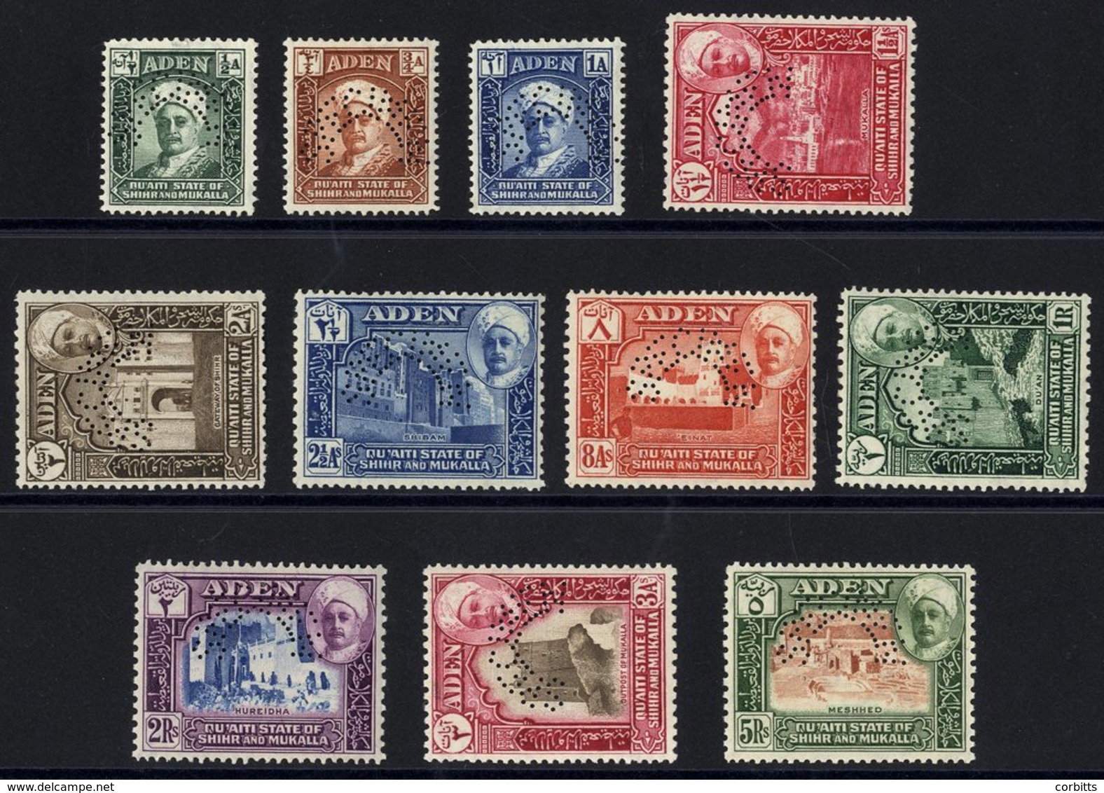 HADHRAMAUT 1942-46 Set Perf SPECIMEN, Fine M, SG.1s/11s. (11) Cat. £325 - Autres & Non Classés