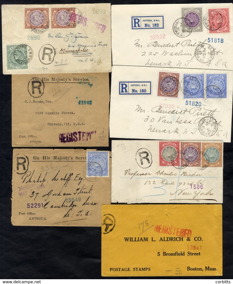 1905-16 Selection Of Envelopes (7 Registered) Comprising To New York With 1d, 2d, 3d, To Cambridge, MA With 2½d, To Newa - Other & Unclassified