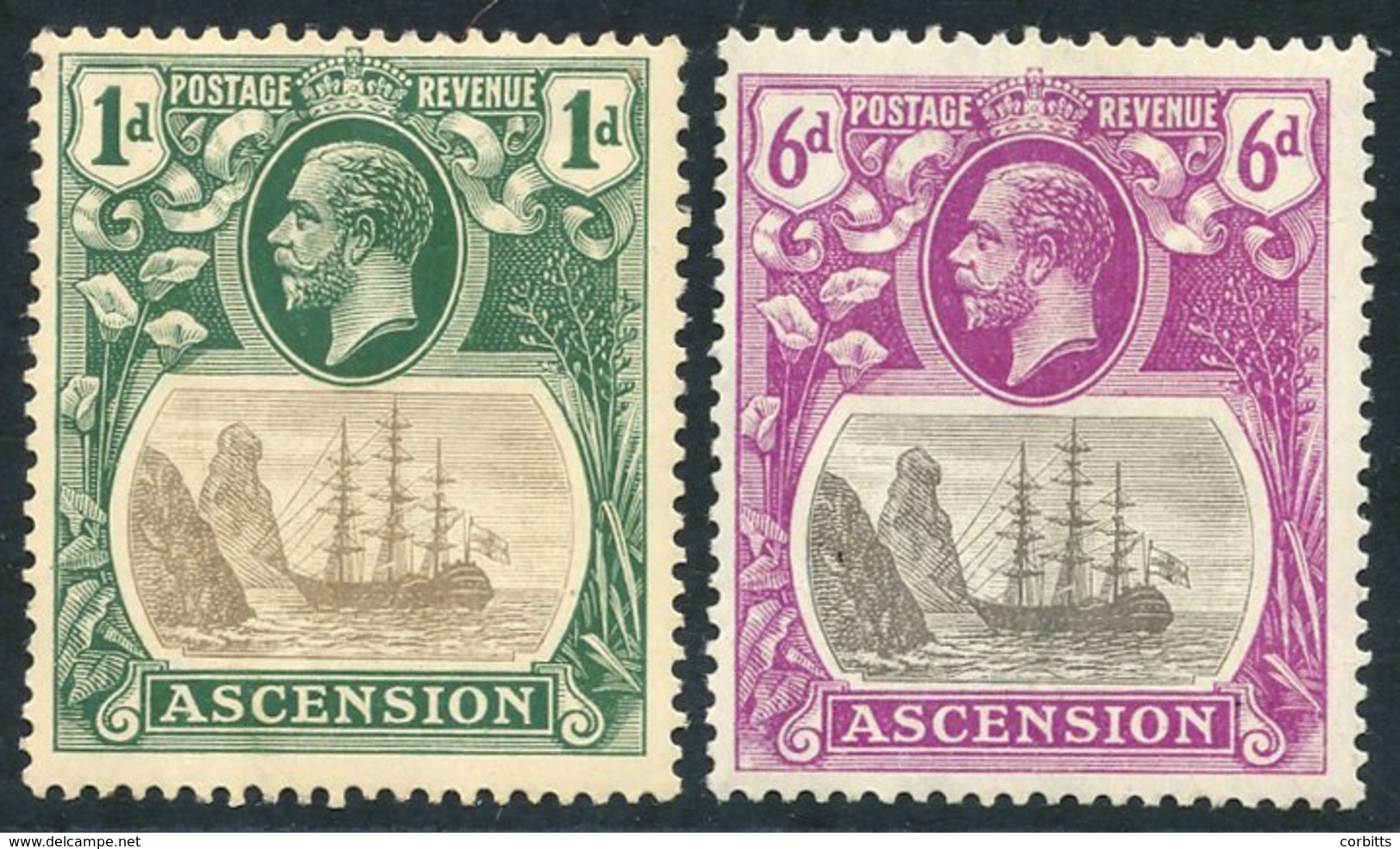 1924-33 1d & 6d Badge, M Both With 'broken Mainmast' Variety, Both With Crease, SG.11a & 16a. Good Appearance. (2) Cat.  - Autres & Non Classés