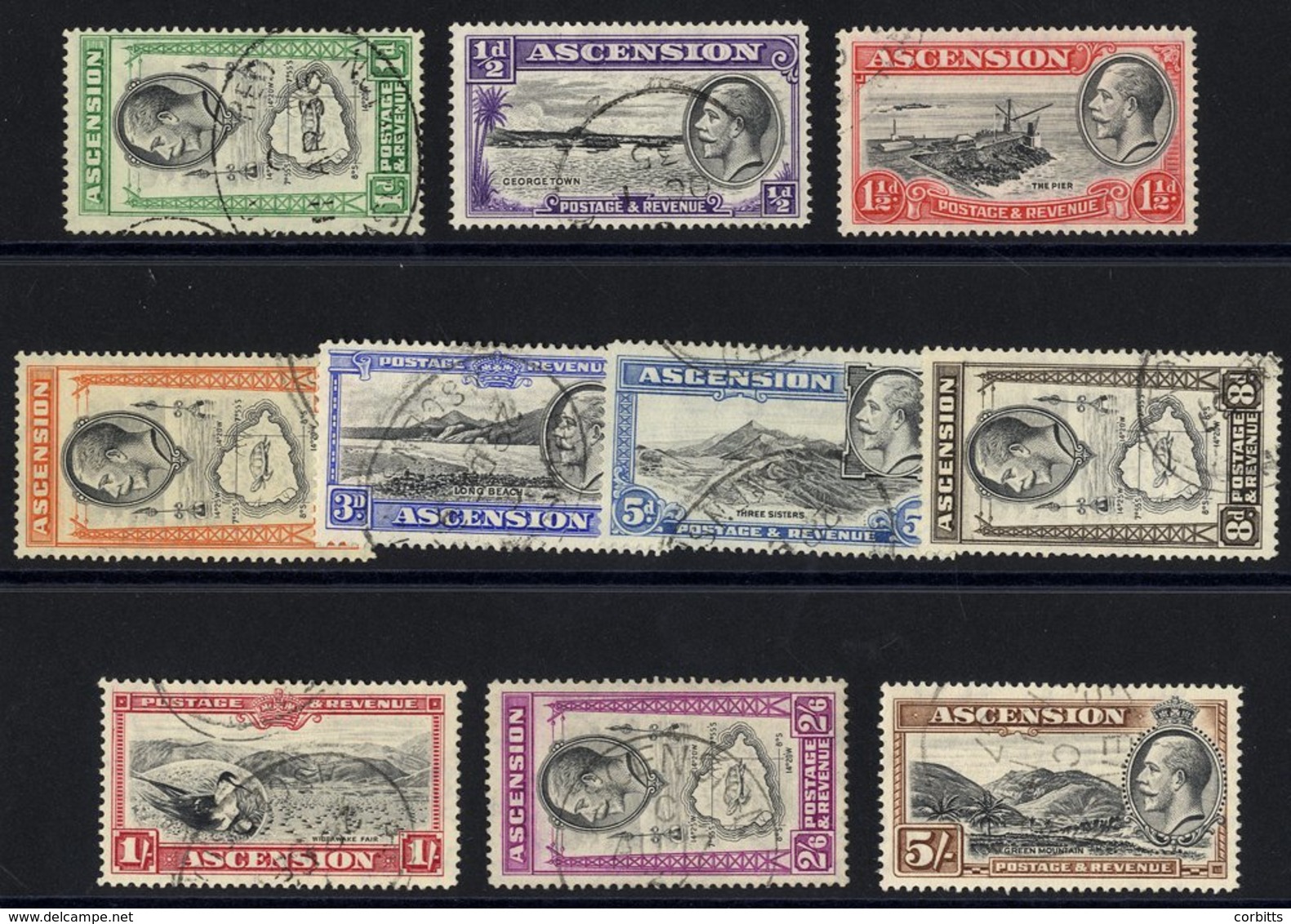 1934 Pictorial Defin Set VFU, SG.21/30. (10) Cat. £120 - Other & Unclassified