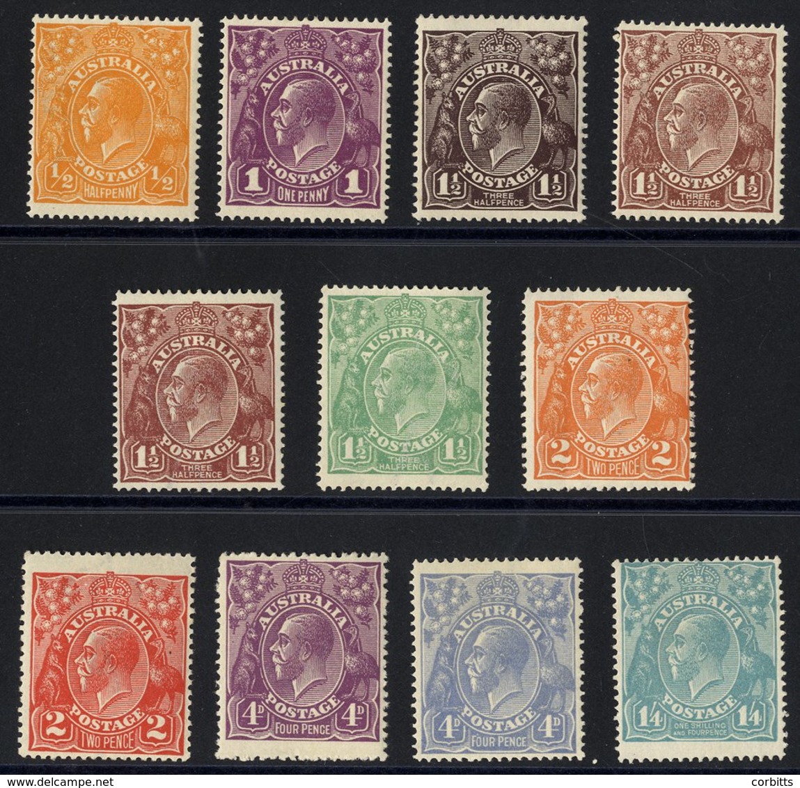 1918-23 KGV Set, Fine M, SG.56/66. (11) Cat. £225 - Other & Unclassified