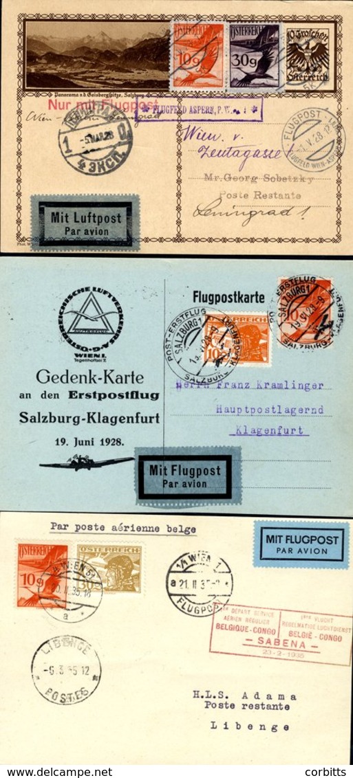 1928-35 First Flight Covers (3) From 1928 May 1st First Airmail Via Deruluft Service Vienna - Leningrad (scarce), 1928 J - Autres & Non Classés