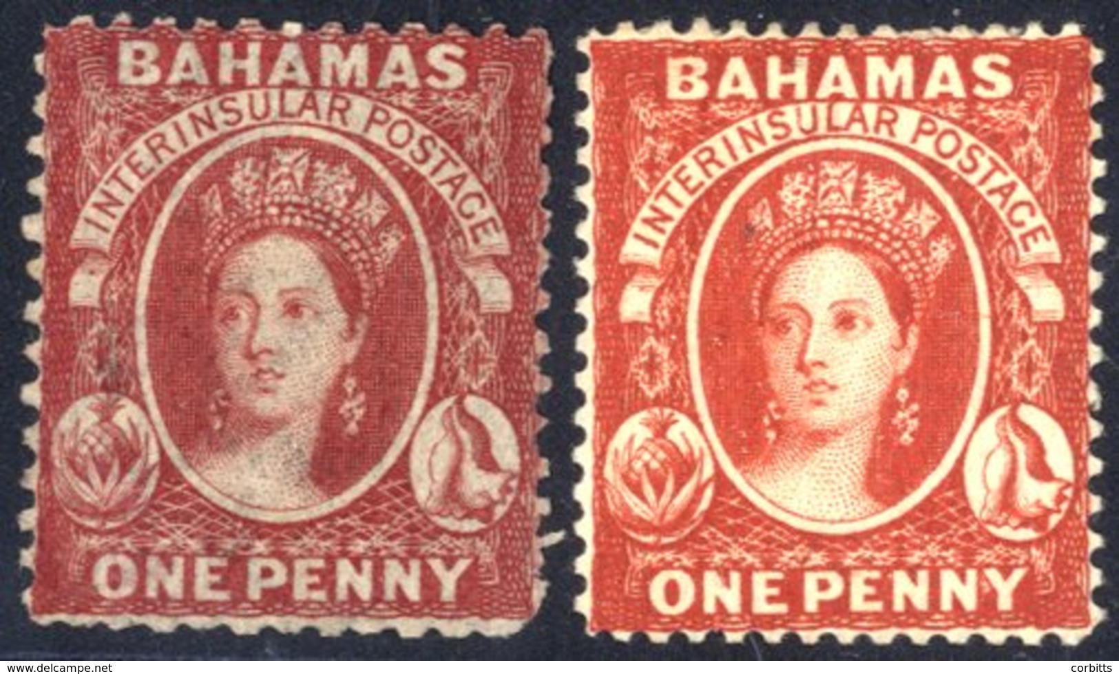 1863-77 CCC P.12½ 1d Carmine-lake, O.g Wmk Reversed, SG.21x, 1882 CCA P.14 1d Scarlet-vermilion, Fine M, SG.42. (2) Cat. - Autres & Non Classés