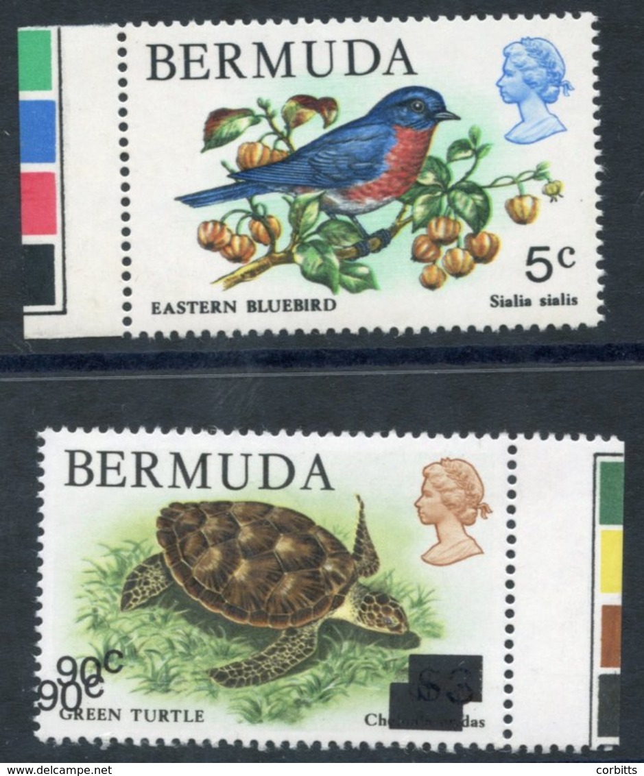 1978 5c Bird Defin Wmk Inverted UM, SG.389w, 1986 25th Anniversary Of WWF 90c On $3, Variety Ovpt Double UM, SG.534a (bo - Other & Unclassified