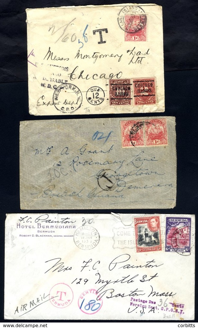 POSTAGE DUE COVERS (16) & A Piece, 10 Underpaid From Bermuda, 6 Incoming. A Range Of Tax Markings, Two With US Stamps Pa - Andere & Zonder Classificatie