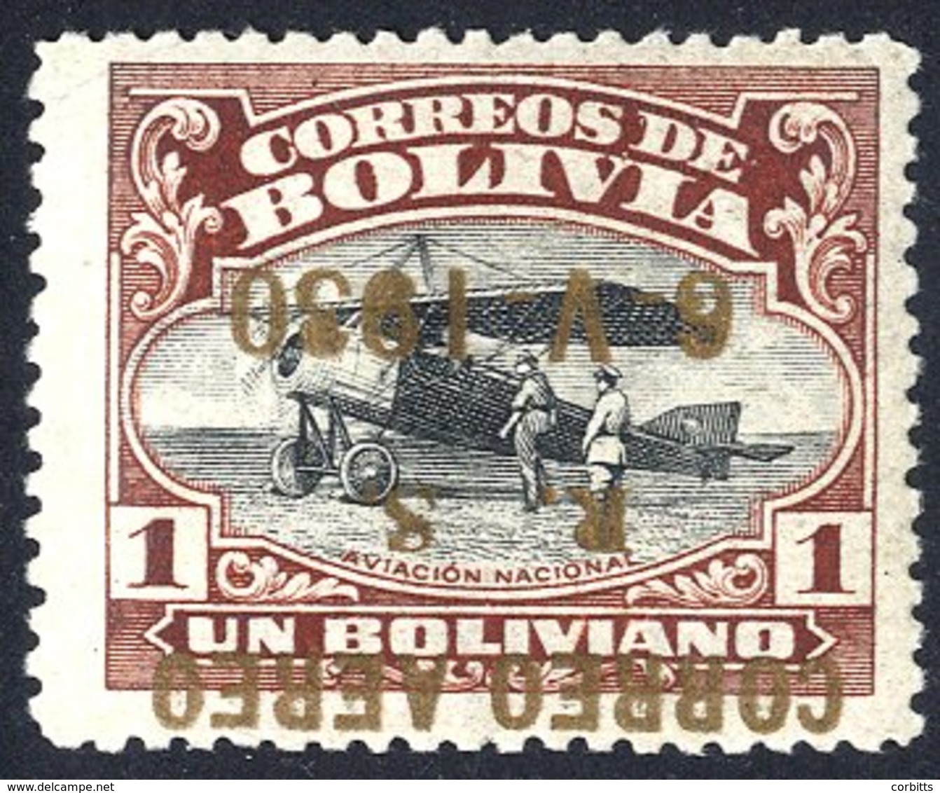 1930 May 6th 1b Air Overprint INVERTED, Fine M (signed Kessler & Block) With Photocopy Of Cert (when In A Set), SG.240va - Autres & Non Classés