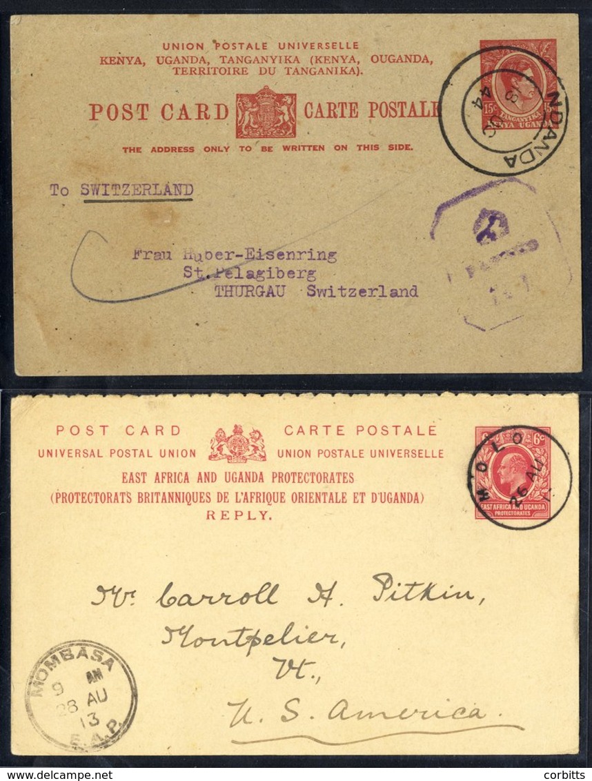 1913 6c Postal Stationery Card, Reply Half To USA With MOLO C.d.s, 1944 K.U.T 15c Postal Stationery Card, Crown Censor H - Other & Unclassified