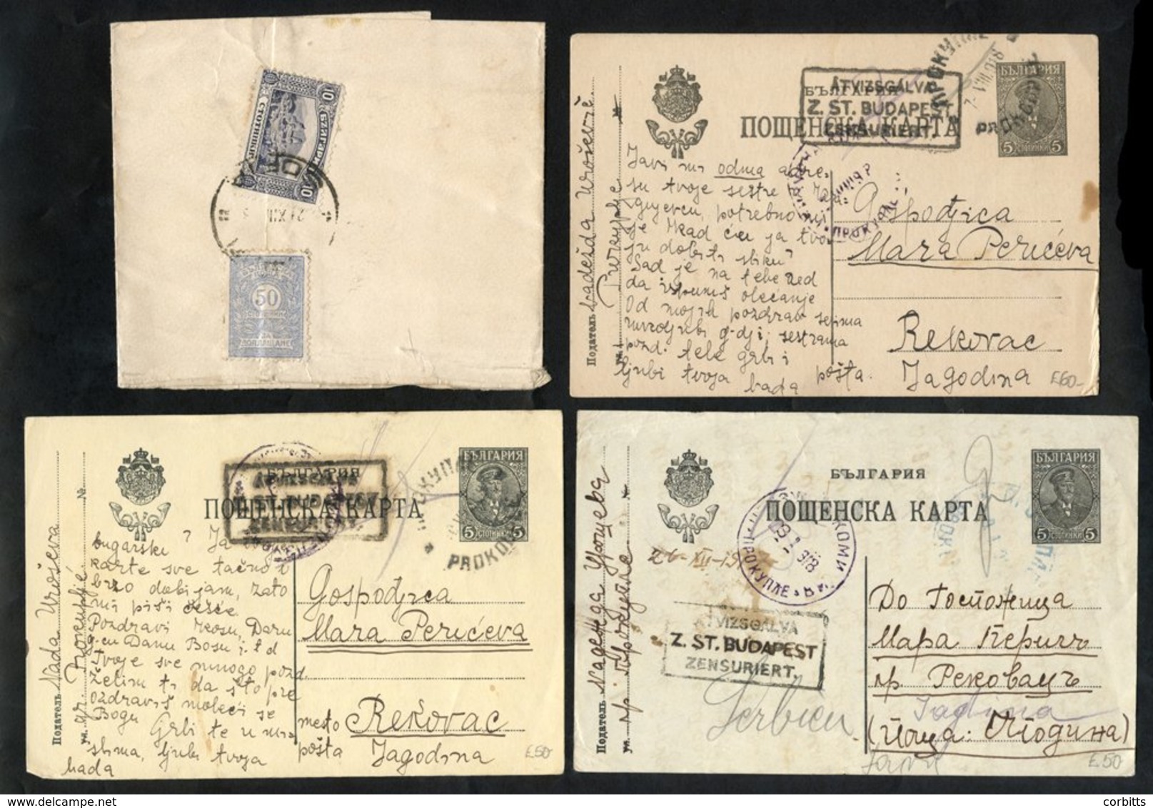 1918-21 Postal History Selection With 1918 5st Postal Stationery Card To REKOVAC Cancelled PROKOUPLE Bilingual D/stamp,  - Other & Unclassified