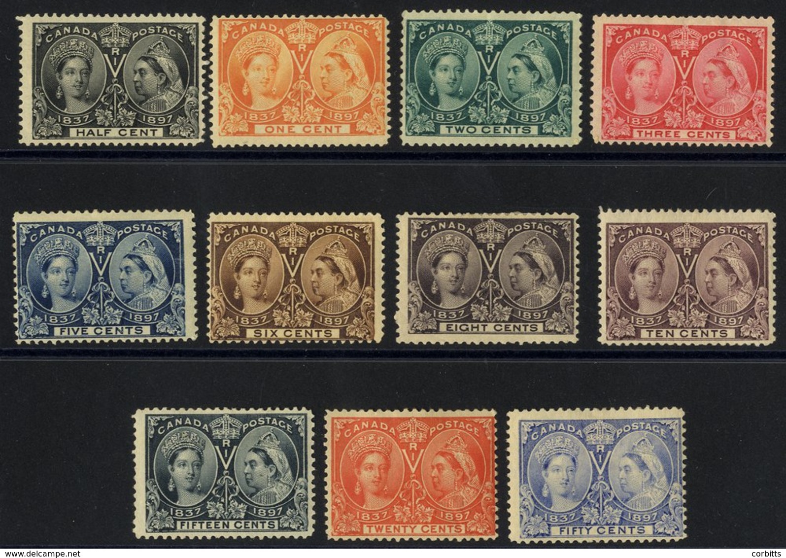 1897 Jubilee Set Up To 50c (11 Vals), M Or Part O.g. (50c - Tiny Gum Thin), From SG.121/134. (11) Cat. £930 - Other & Unclassified