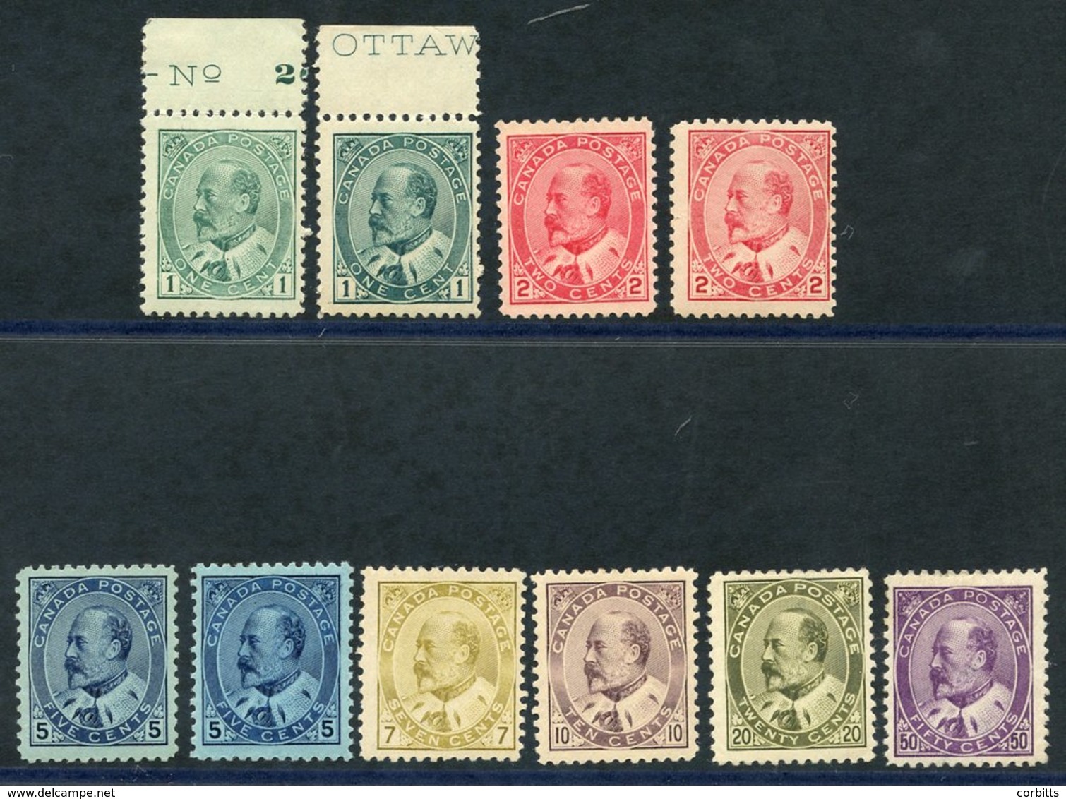 1903 KEVII Basic Set + Extra 1c, 2c, 5c Shades, 50c Gum Thins O/w Fine M, SG.173/187. (10)  Cat. £1140 - Other & Unclassified