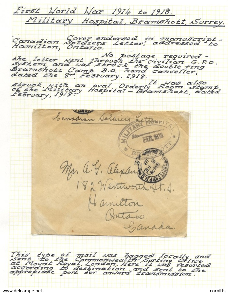 WWI & WWII Small Collection Of Military Mail Incl. WWI Military Hospital Cachets & Postcards, WWII Censored Mail, And Bo - Other & Unclassified