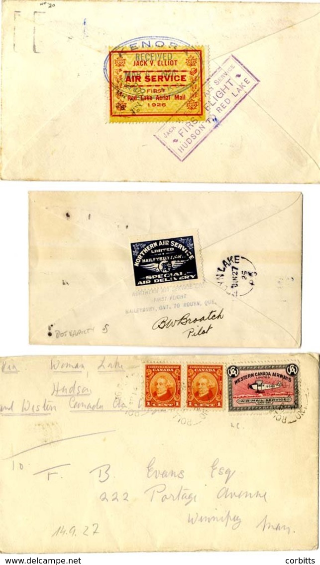 1925-28 Range Or Flown Covers Bearing Semi-official Stamps From 1925 Northern Air Service 25c Blue (CL5) Pilot Signed, 1 - Autres & Non Classés