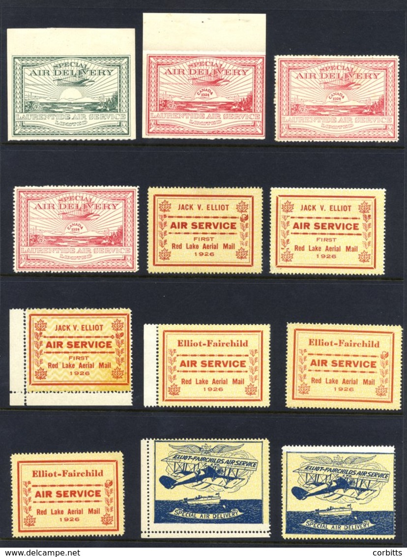 AIRPOST SEMI-OFFICIAL ISSUES Range Of M Or UM On Stock Leaves From Laurentide Air Service Ltd 25c Green Rouletted, 25c R - Autres & Non Classés