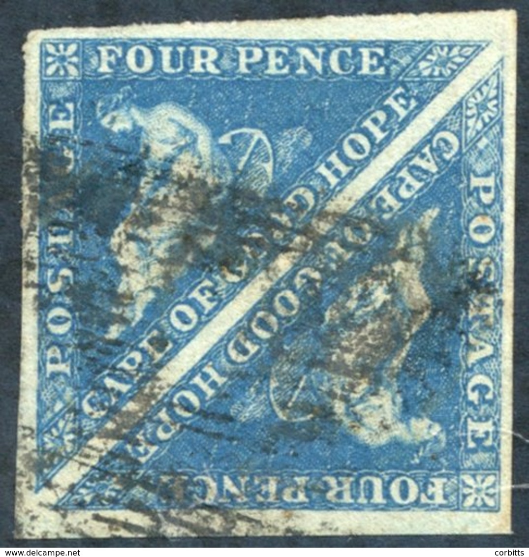 1853 4d Deep Blue On Deeply Blued Paper, FU Pair, Large Margins, SG.2. - Other & Unclassified
