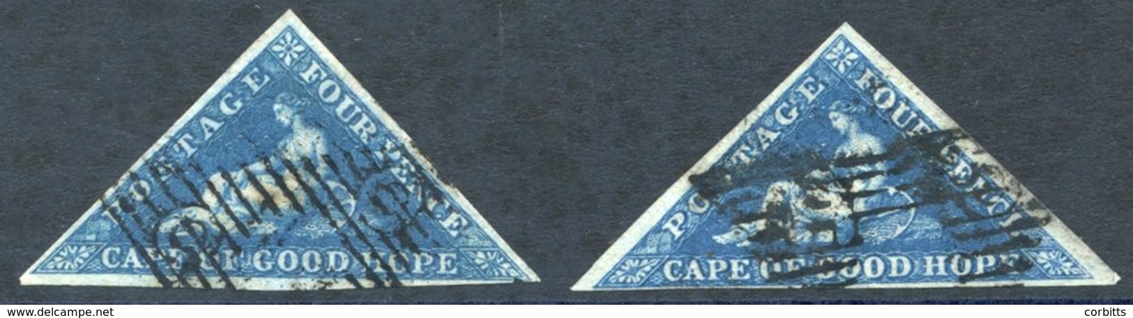1853 4d Deep Blue On Deeply Blued Paper, Two Used Examples, One Has Good Margins On Two Sides But Close Margin At Base.  - Other & Unclassified