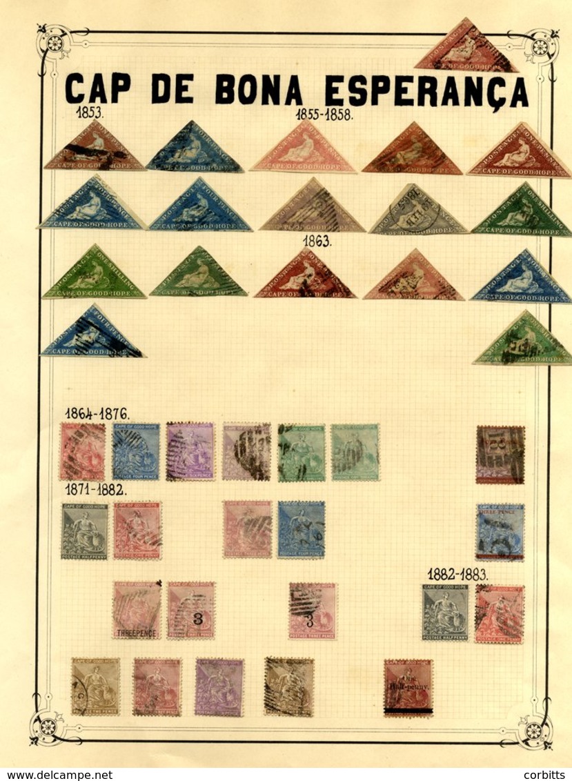 1853-1904 Collection On Two Large Album Leaves Incl. Triangles 1d (7), 4d (5), 6d (2) & 1s (4) - Usual Mixed Condition.  - Other & Unclassified