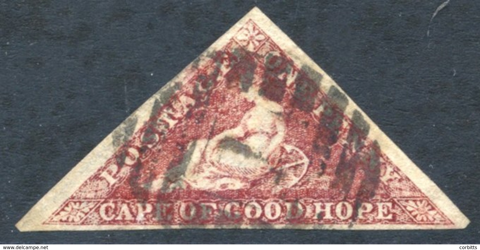 1863 1d Brownish-red, Worn Plate, Good Margins, Central Barred '1' Cancel Of Cape Town, SG.18c. - Autres & Non Classés