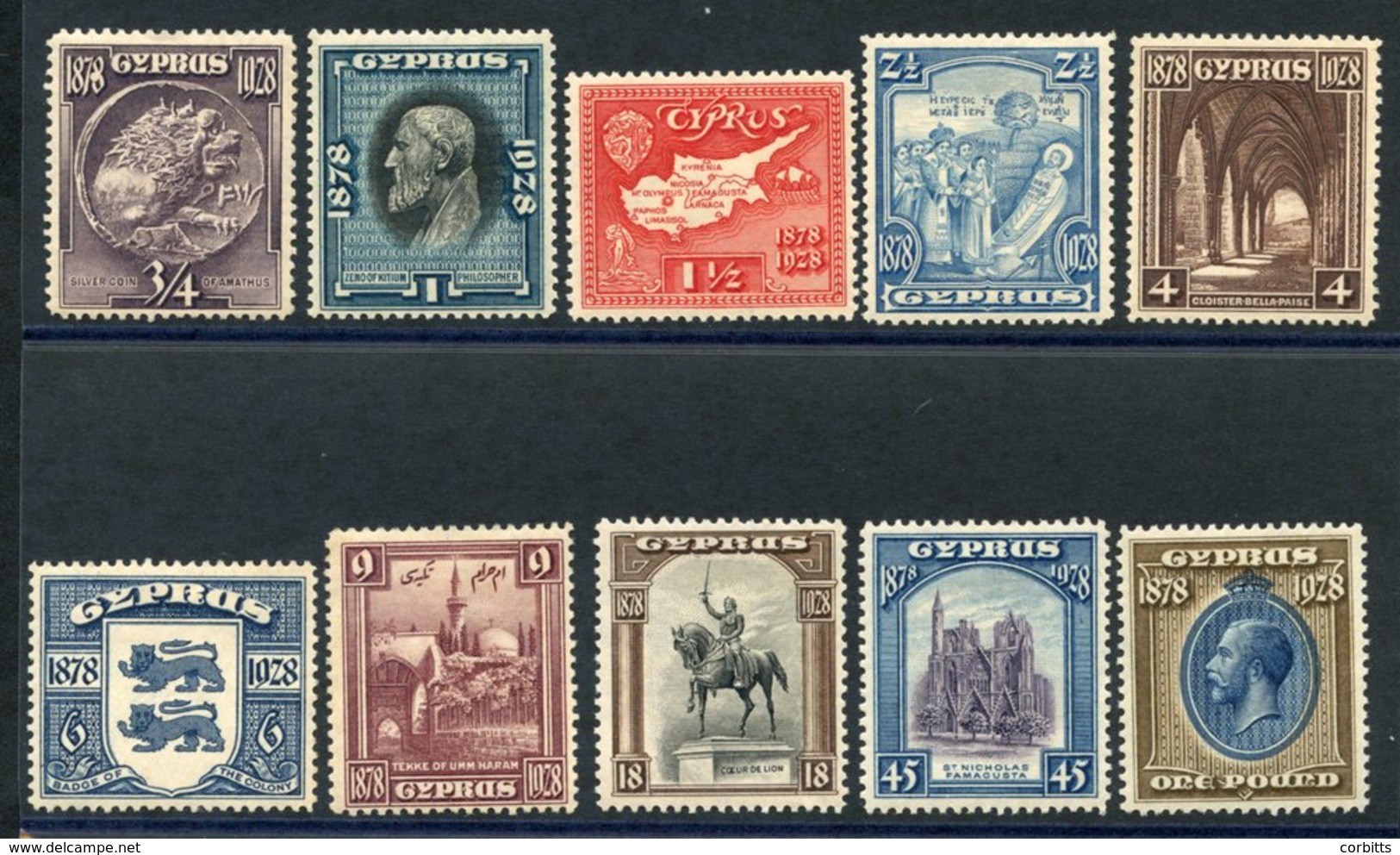 1928 50th Anniv Of British Rule Set, M - £1 Tiny Gum Thin, SG.123/132. (10) Cat. £300 - Other & Unclassified