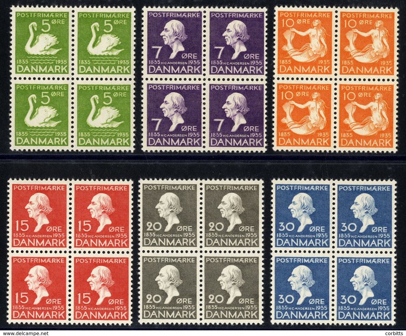 1935 Hans Christian Anderson Set In UM Blocks Of Four, SG.292/297. (24) Cat. £188 - Altri & Non Classificati