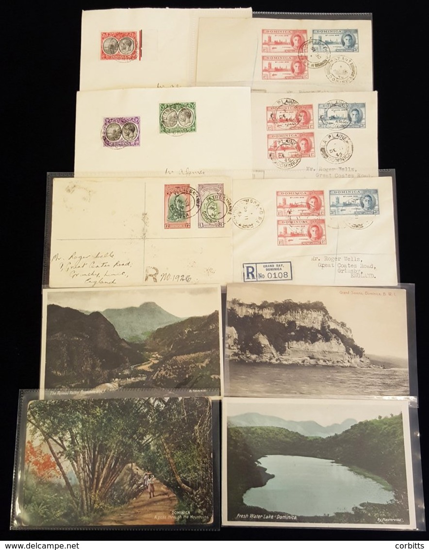1930-40's Pair Of Covers Roseau To London With KGV ½d + 1d Or 1½d, Tied Roseau/Dominica C.d.s. Four Reg. 'ROGER WELLS' C - Autres & Non Classés