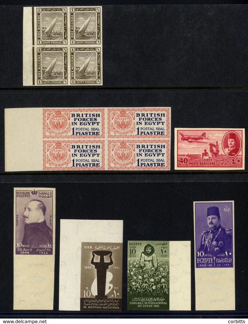 1914-60 IMPERFORATES Comprising 1914 1m Sepia Marginal Block Of Four, 1932 1p Postal Seal Marginal Block Of Four, Single - Other & Unclassified