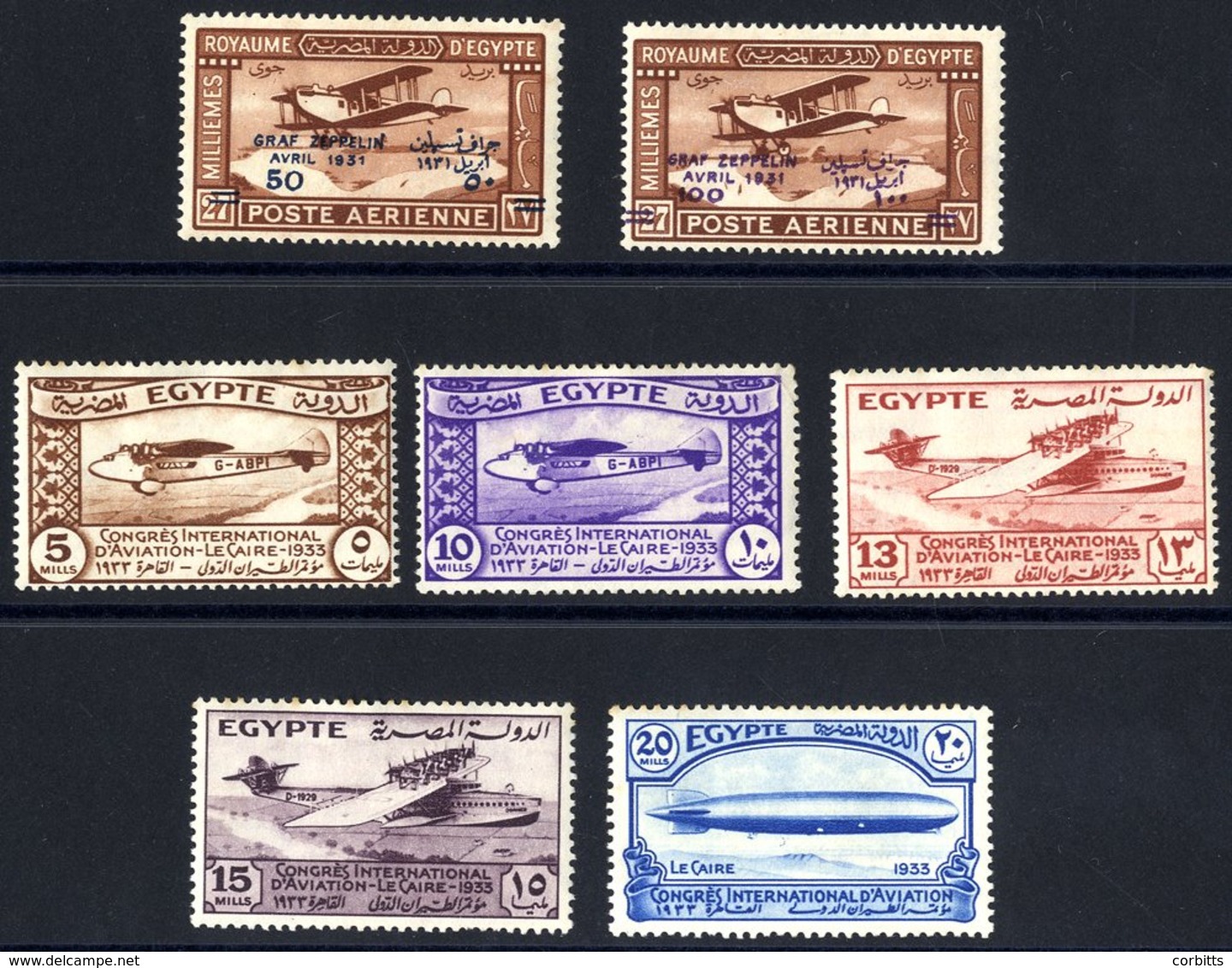 1931 Zeppelin Surcharge Set M, SG.185/6, Cat. £150, Also The 1933 Aviation Congress Set M (toning/foxing), SG.214/8. - Autres & Non Classés