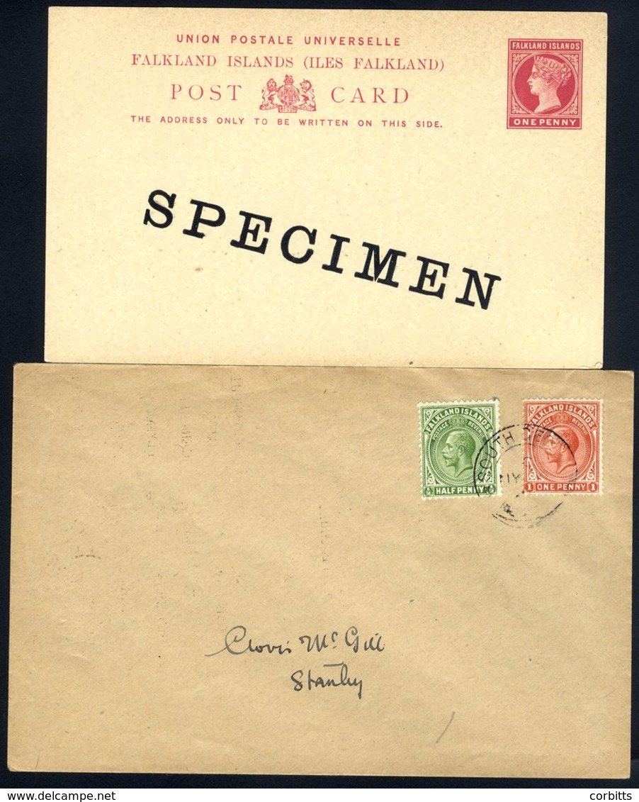 1899 1d Carmine Ovptd SPECIMEN, Very Fine, Heijtz E1 SP & 1925 Cover To Clovis McGill, Stanley Bearing ½d & 1d, South Ge - Autres & Non Classés