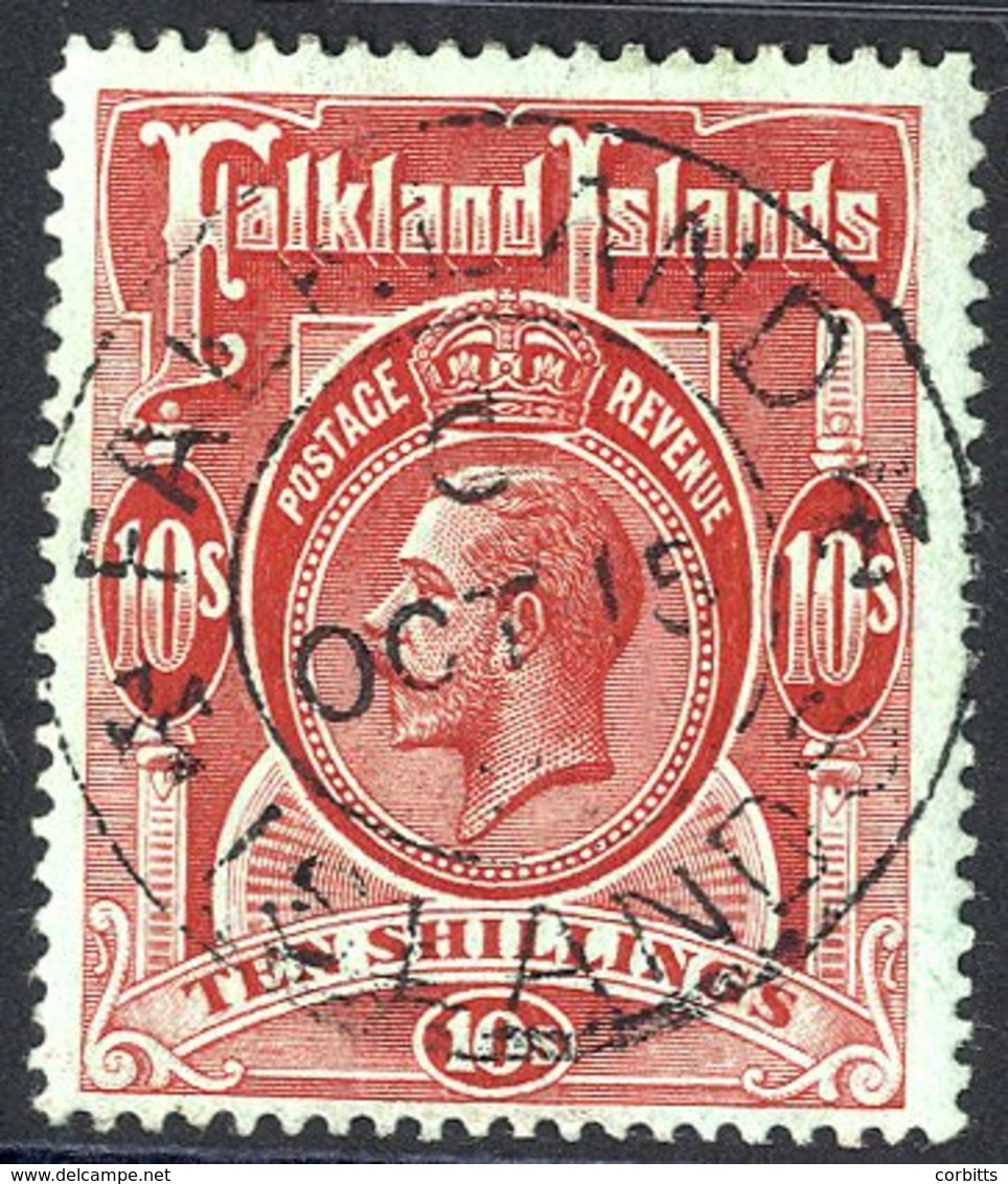 1912-20 10s Red/green U, Central C.d.s. Code 'C' Oct 15th, SG.68. (1) Cat. £275 - Other & Unclassified