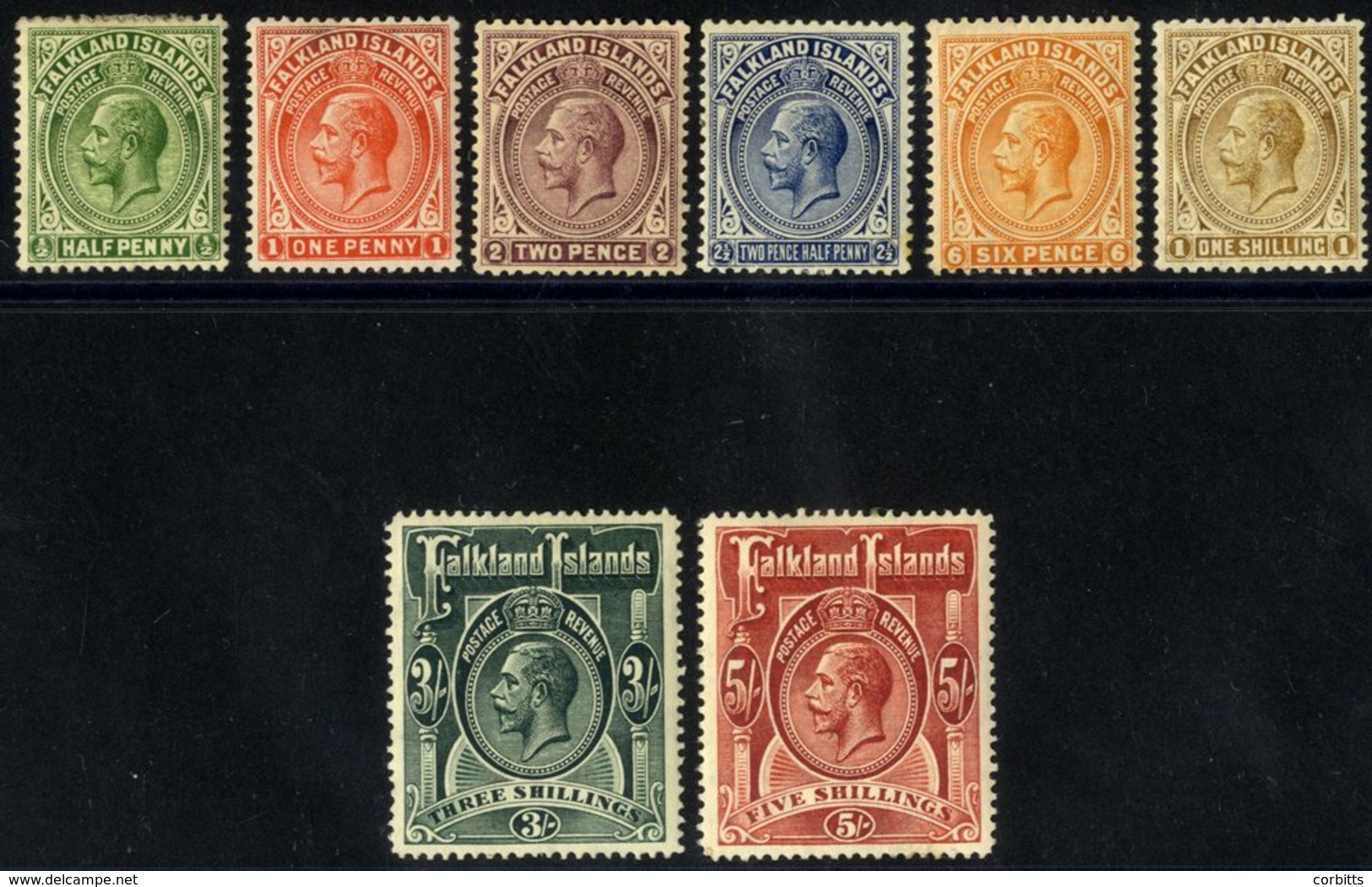 1912-20 MCCA Set To 5s M (3s Tiny Thin), SG.60/67. (8) Cat. £290 - Other & Unclassified