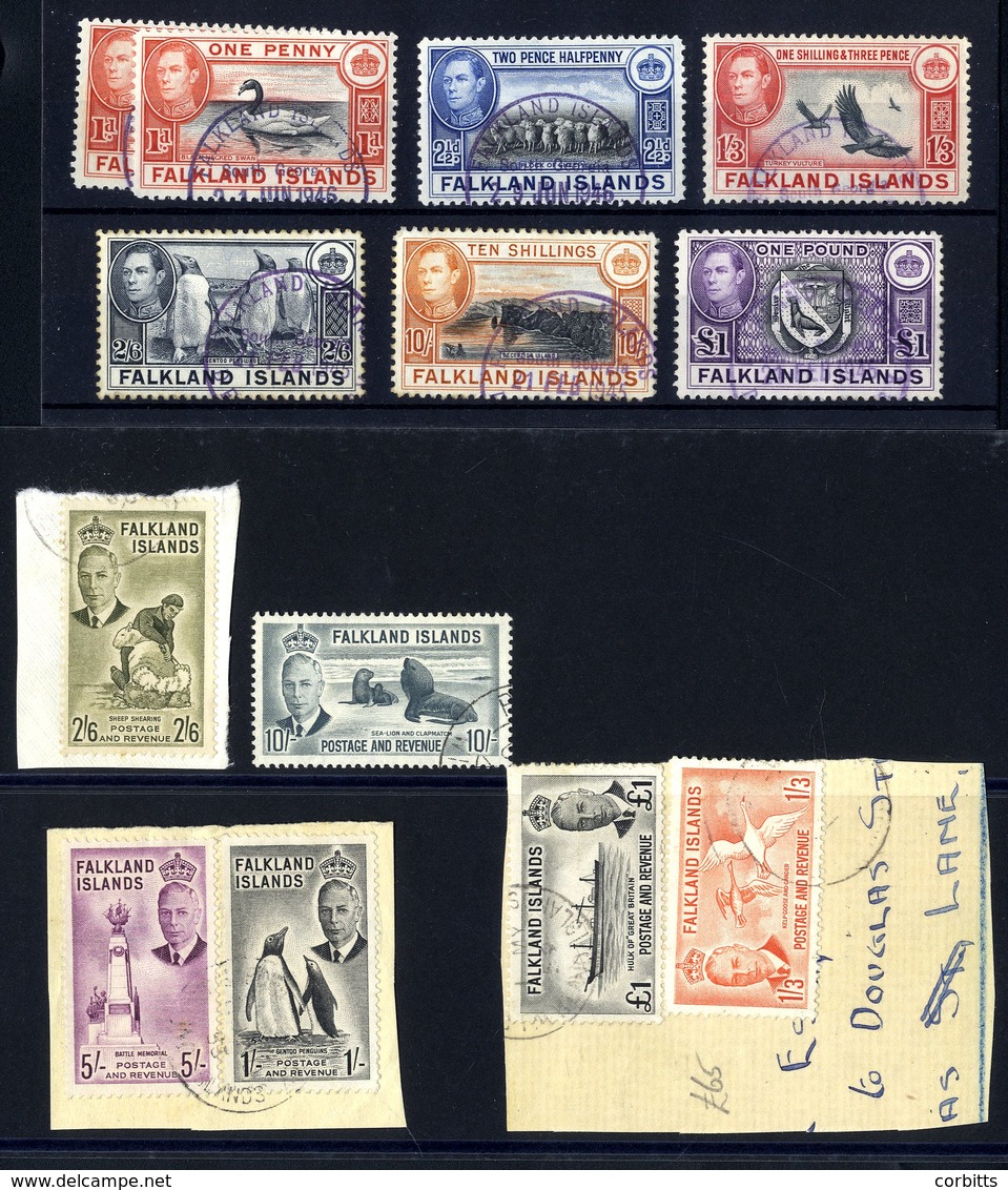 1938-50 £1, 10s Black & Orange (minor Perf Tones), 2/6d, 1/3d, 2½d, 1d (2), All Fine U, South Georgia C.d.s. 1952 1s To  - Other & Unclassified
