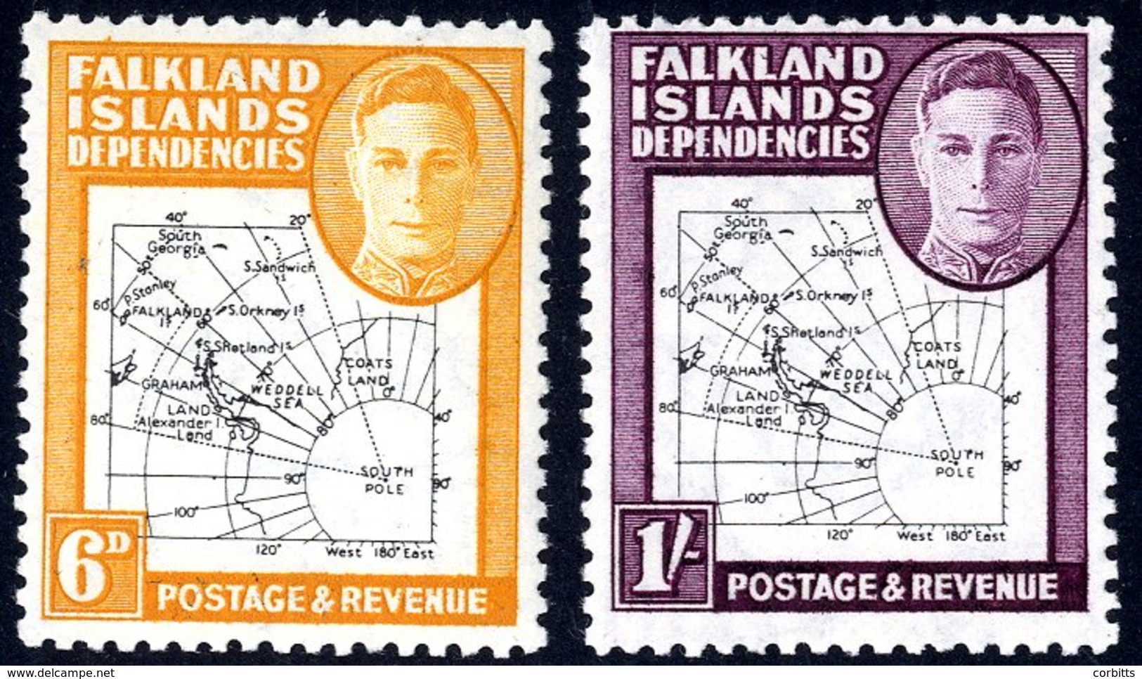 1946-49 Map Thin & Clear 6d, 1s, Each With Dot On 'T' Fresh M, SG.G14a, G16a. (2) Cat. £110 - Other & Unclassified