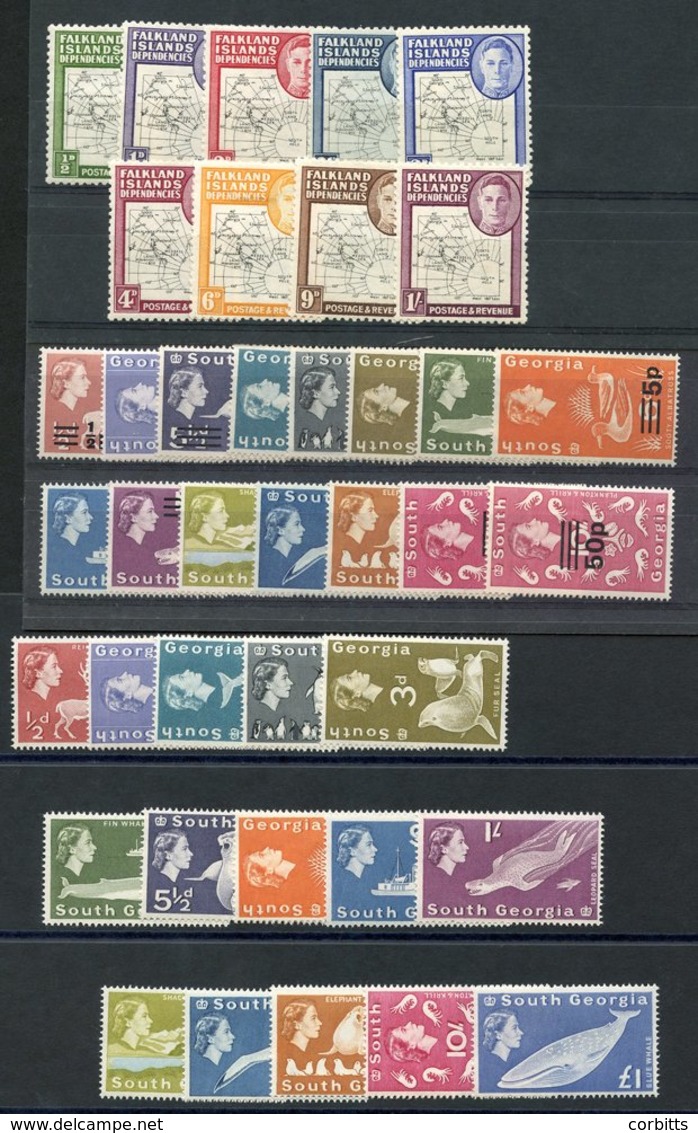1948 Thin Map Set M, SG.G9/16. South Georgia 1963-69 Set To First £1 UM, SG.1/15, 1971 Surcharge Set UM, SG.18/31a. (39) - Other & Unclassified