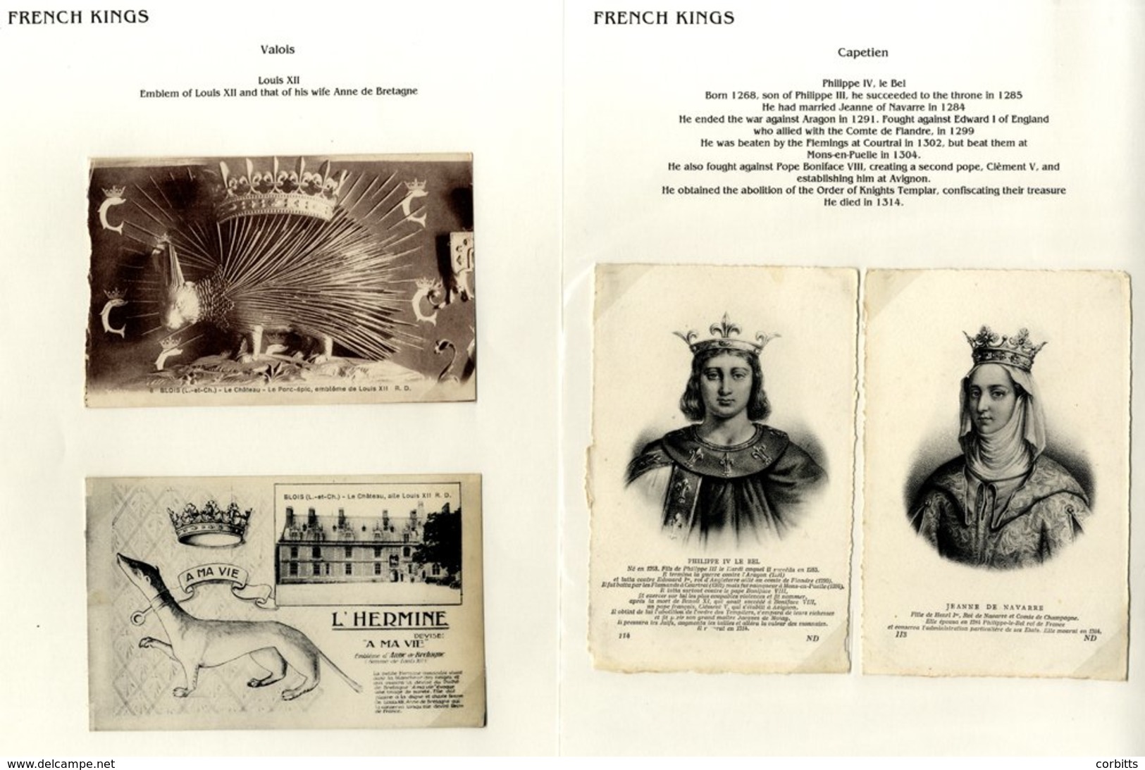 Collection Of Royalty, Mostly Unused PPC's Of French Kings & Queens From 1742 To 1873.  Includes Extraneous Cards Depict - Other & Unclassified