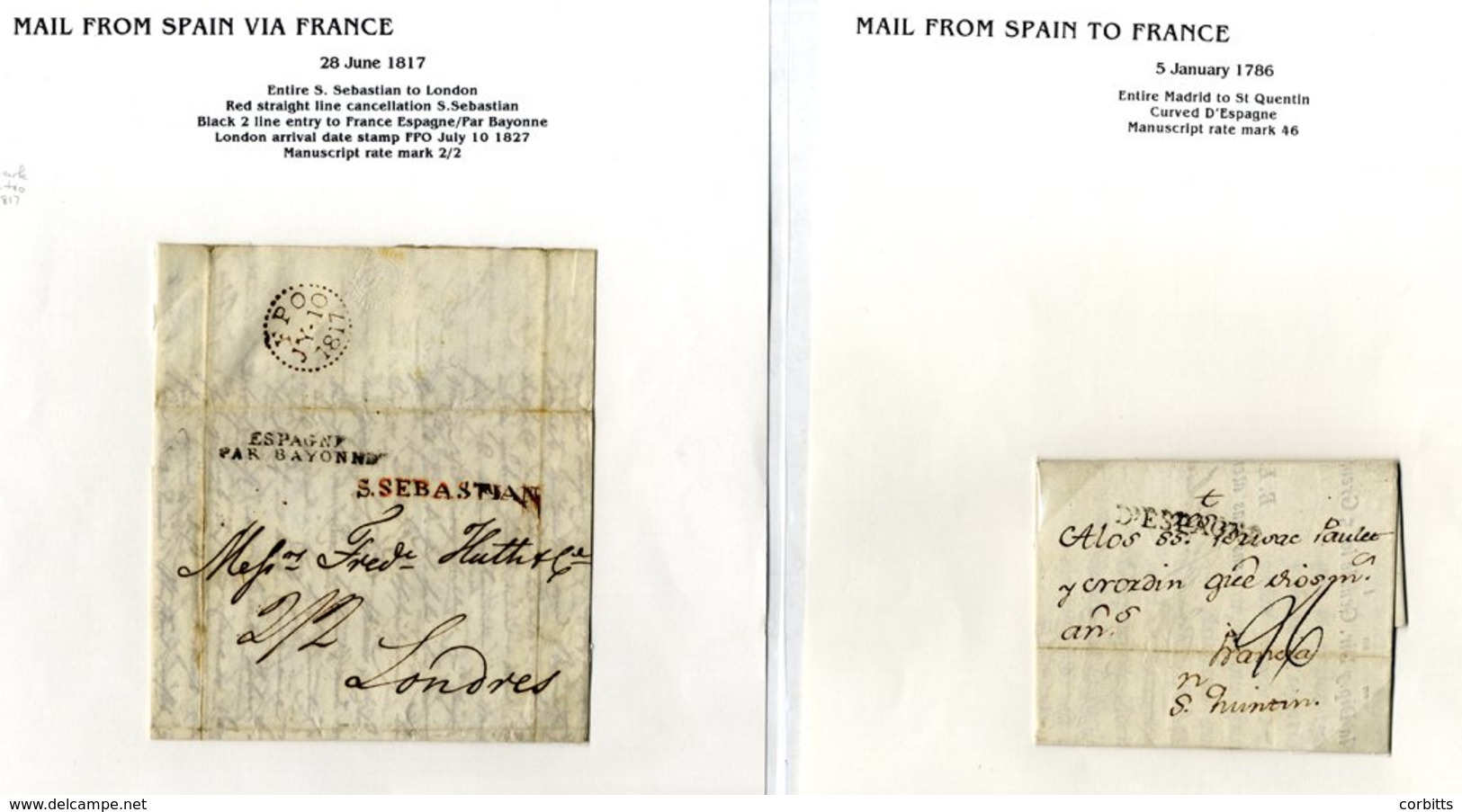 1786-1867 Collection Of Incoming Mail, Mostly From Spain But Also From Russia, Sweden, Turkey, Mexico & Venezuela. Marks - Other & Unclassified