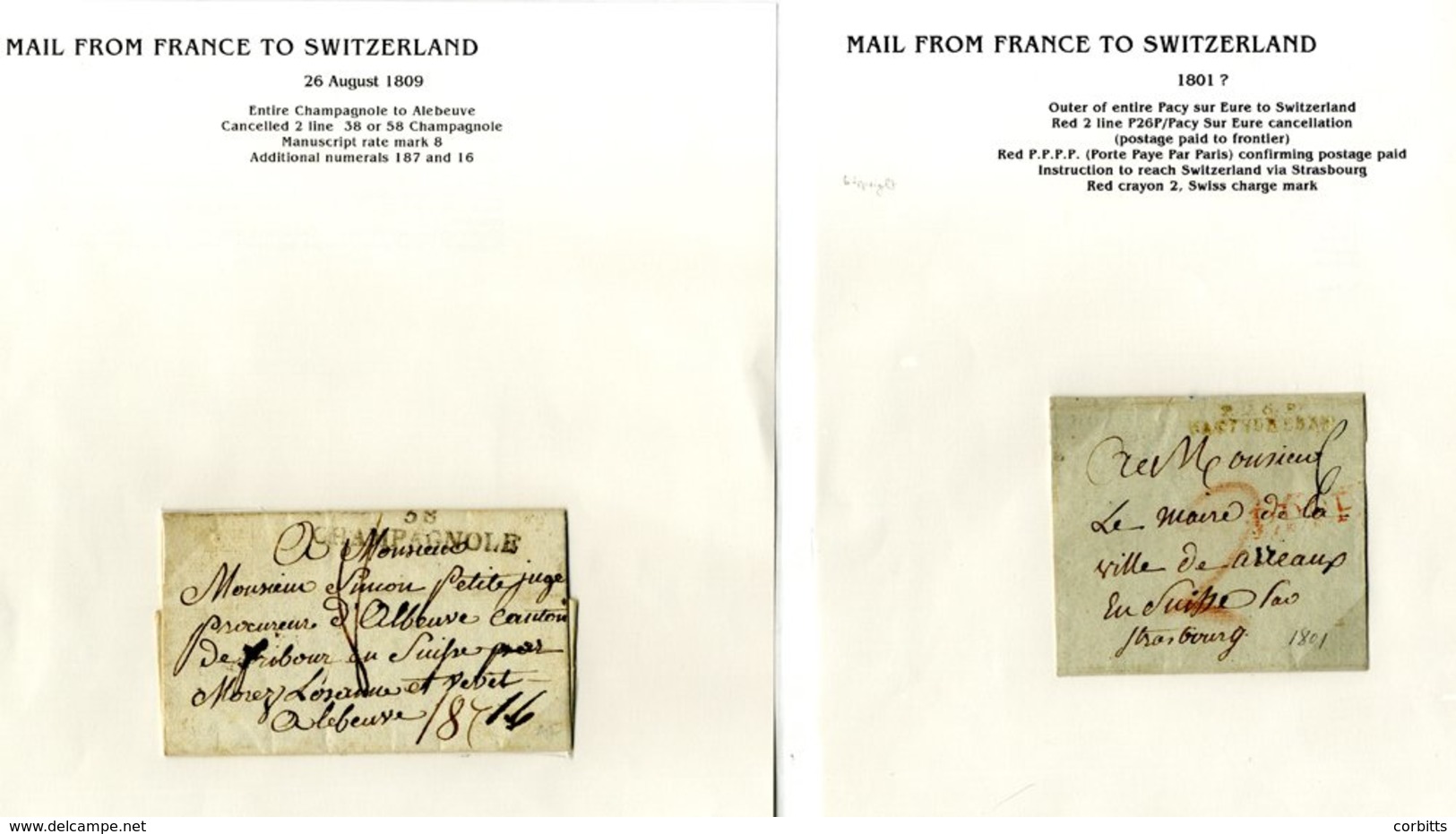 1801-85 Collection Of EL's To & From Switzerland Commencing With Scarce 'P.26.P/PACY SUR EURE' To Strasbourg. Lot Shows  - Other & Unclassified