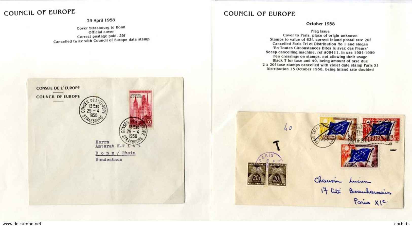 1946-96 Collection Of Commemorative Council Of Europe & UNESCO Covers On Leaves; Also Section Of M & U Stamps For Same I - Other & Unclassified