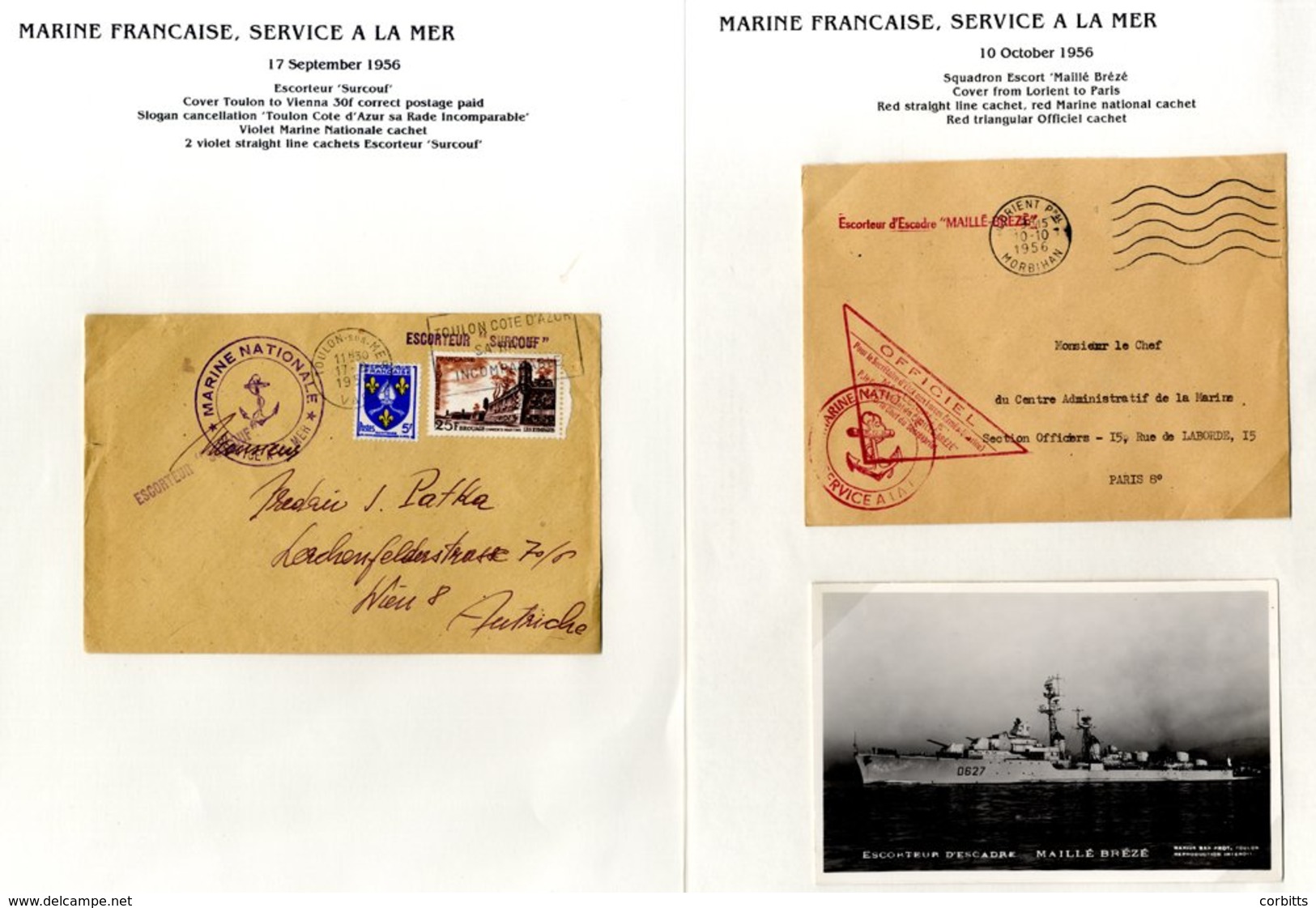 1956-2002 Naval Postwar Collection Of Covers, Written-up On Leaves Bearing Named Ship Cachets (31) & Naval Base H/stamps - Other & Unclassified