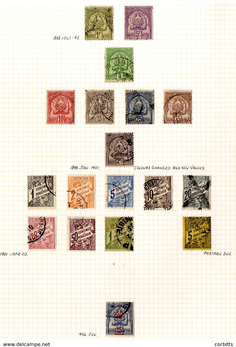 TUNISIA 1888-1956 Good To VFU Collection On Leaves, Several Better Incl. 1888 5f Mauve (Cat. £95), 1899 Set (Cat. £140), - Other & Unclassified