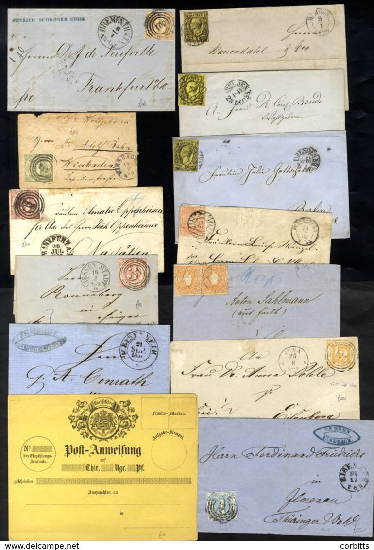 GERMAN STATES Interesting Range Of Stamped Covers Incl. Saxony (8) With 1855 3ngr Covers (4) - Shades, 1863 Arms ½ngr (2 - Other & Unclassified