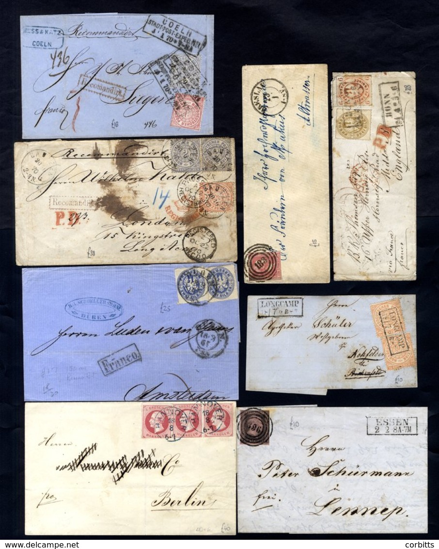 GERMAN STATES Prussia (24), Hanover (11) & Confederation (9) Issues On Cover With Useful Imperf Frankings, Hanover 1gr W - Other & Unclassified