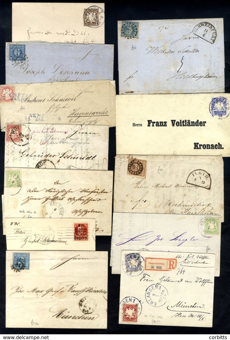 BAVARIA 1851-1920's Stamped Covers Incl. Useful Imperfs With Scarcer 1kr, 3kr Blue (3) & Carmine, 6kr Brown & Blue; Arms - Altri & Non Classificati
