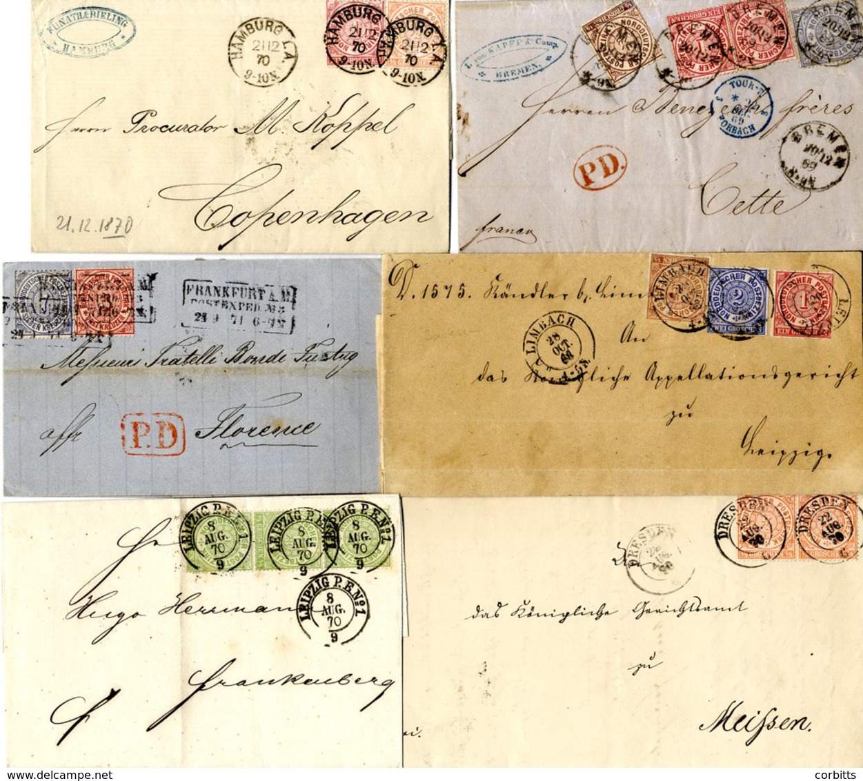 NORTH GERMAN CONFEDERATION 1868-71 Range Of Covers Or Postal Stationery Incl. Single & Multiple Frankings. - Altri & Non Classificati