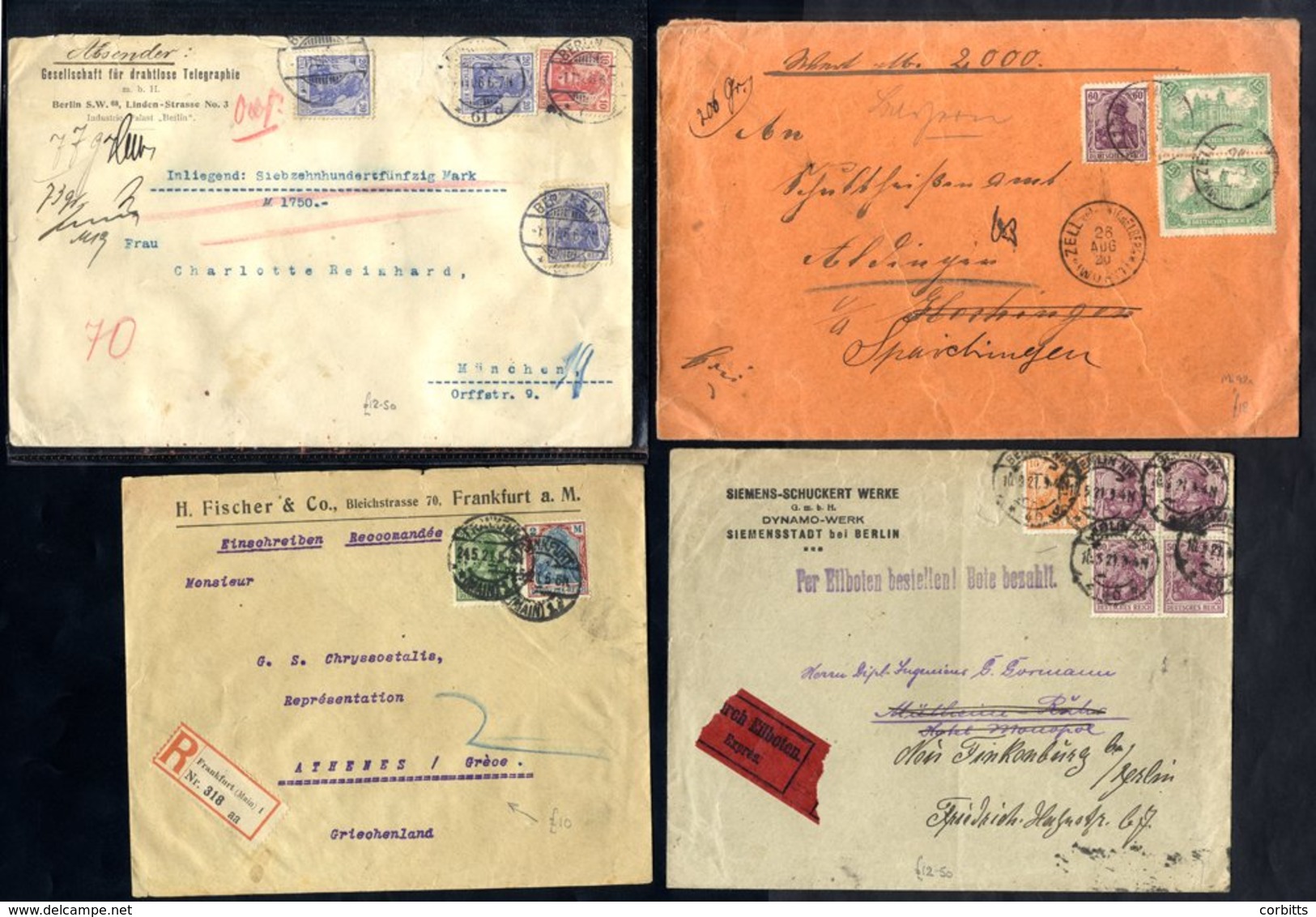 1909-21 Commercial Mail, Substantial Bundle Of Covers, Mainly With Germania Frankings (but Several DNV Frankings Noted)  - Altri & Non Classificati