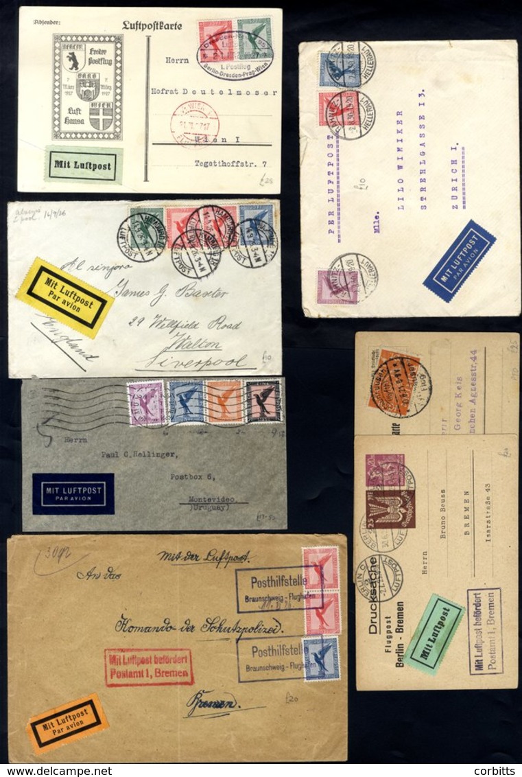 1919-31 Airmails - Good Variety Of Cards/covers Sent At Inland & Foreign Airmail Rates Incl. Attractive Earlier Items Wi - Other & Unclassified