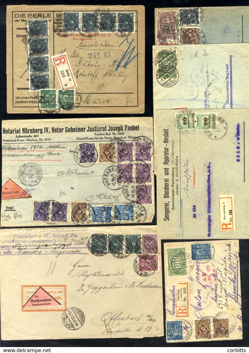 1921-26 Inflation Period Registered Mail With Rates To 60 Rentenmark, Many To Foreign Destinations And Inc. Nachame Item - Other & Unclassified