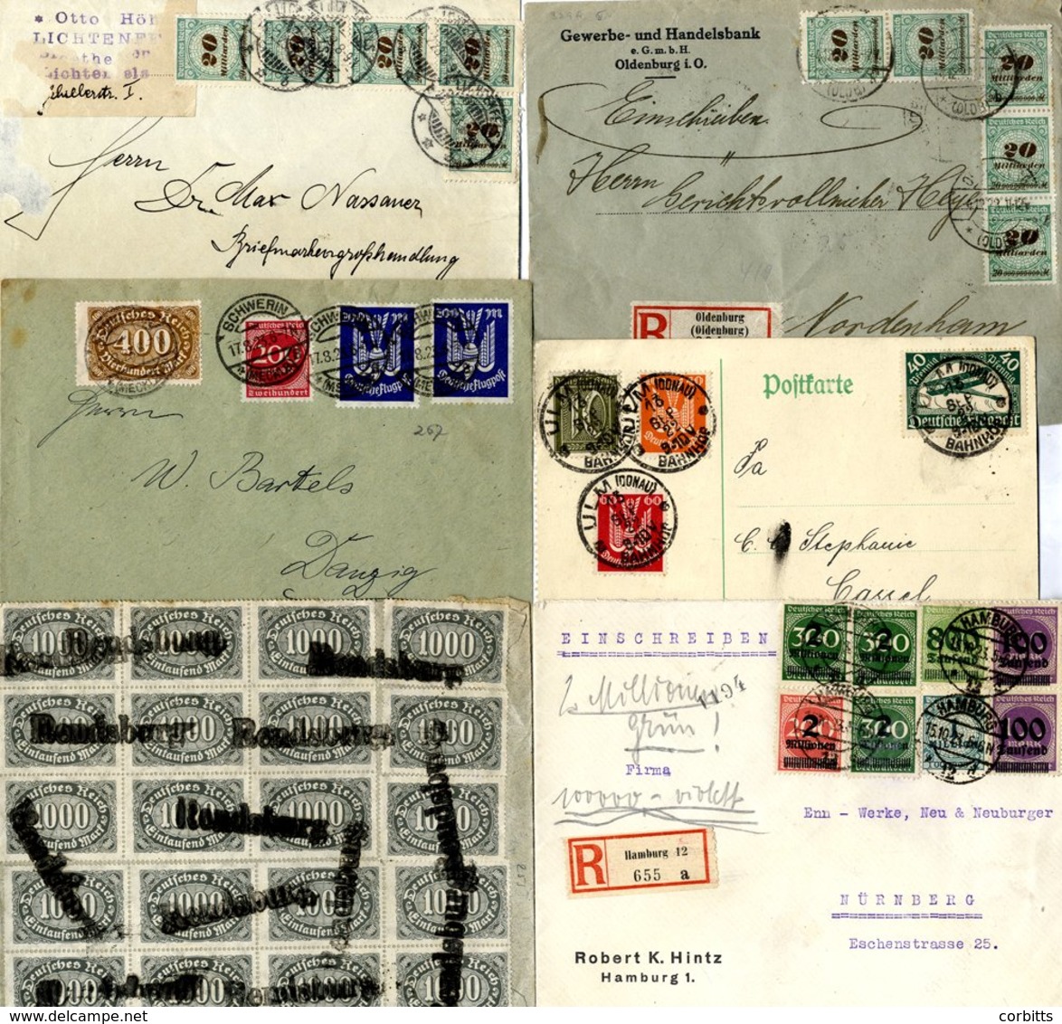 1922-23 INFLATION Accumulation Of 40 Covers Or Cards, Large Part Commercial With Noted November Dates & 16th December Co - Other & Unclassified