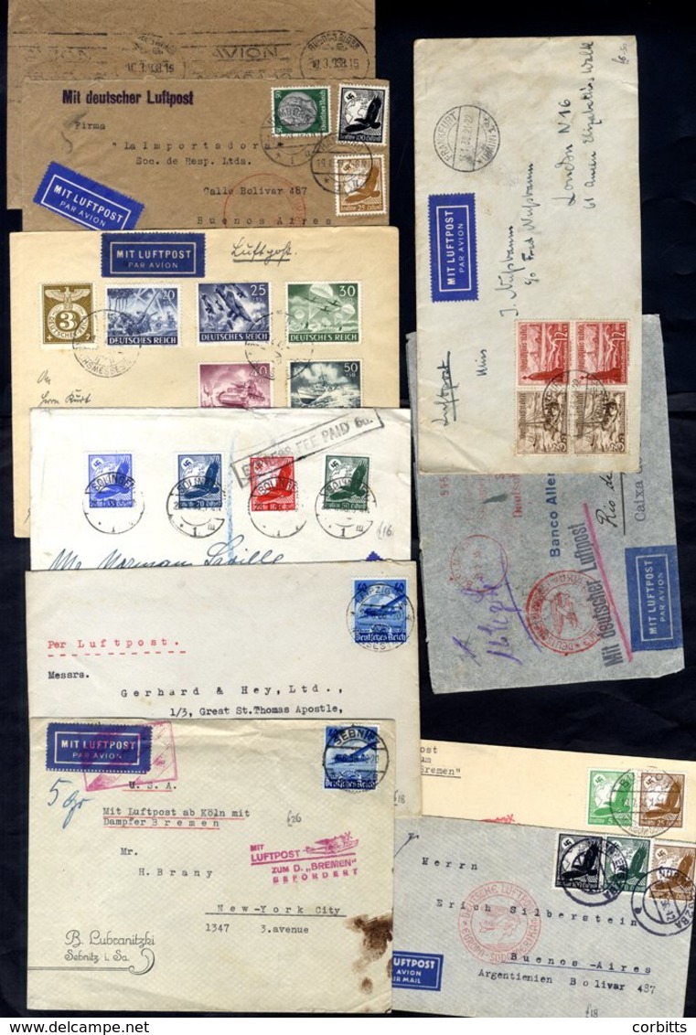 1930's Airmail Covers To South America (11) Incl. Uncommon To Peru & Uruguay Plus 1938 German Item Sent Via Air France;  - Other & Unclassified