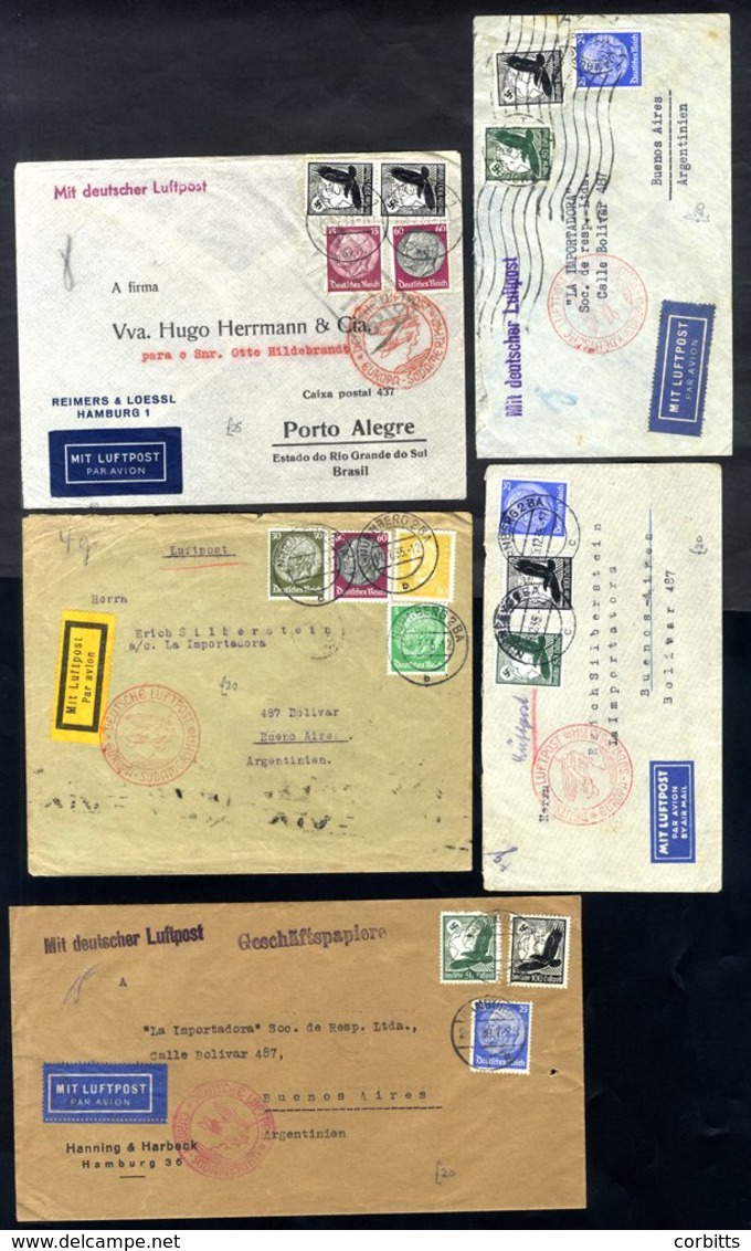 1930's Airmail Range Of Covers To South America With A Good Variety Of Rates & Frankings, Mainly A Combination Of Eagle  - Other & Unclassified